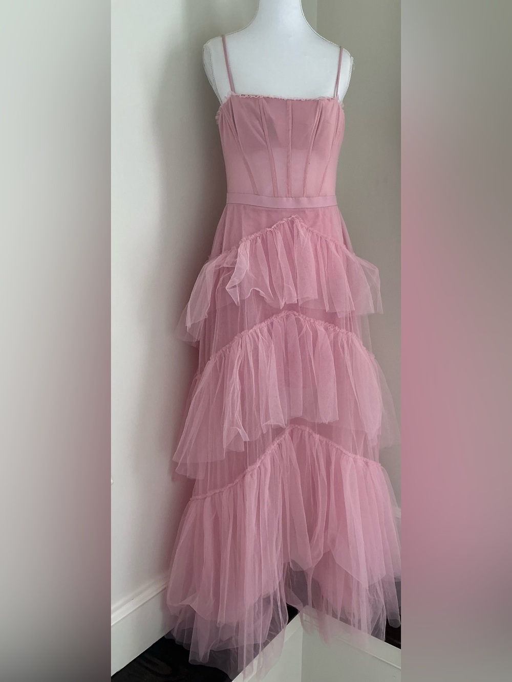 BCBGMAXAZRIA - Corset Tulle Gown in Pink Tint - Picture 4 of 13
